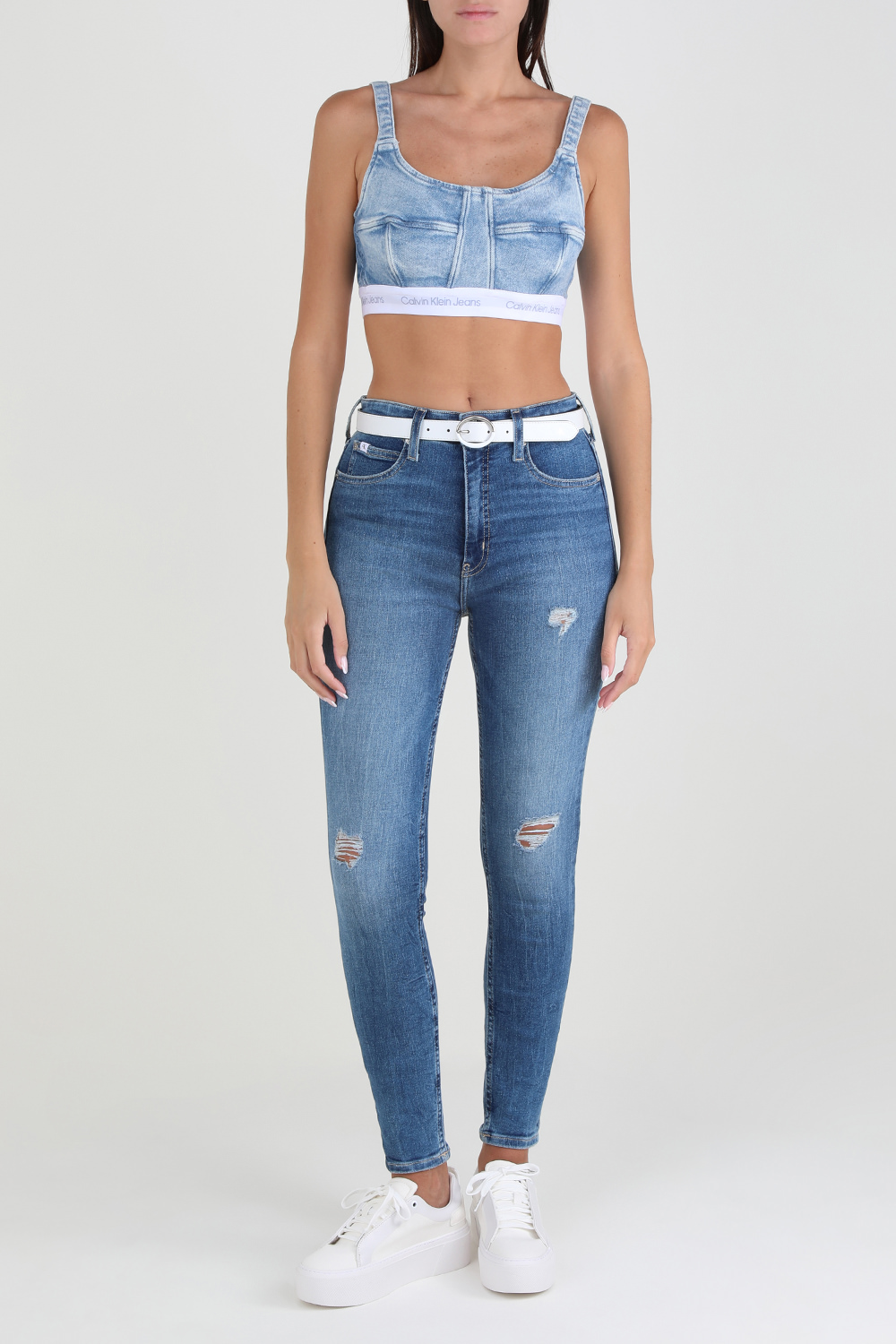 קרופ טופ ג'ינס מחוכי